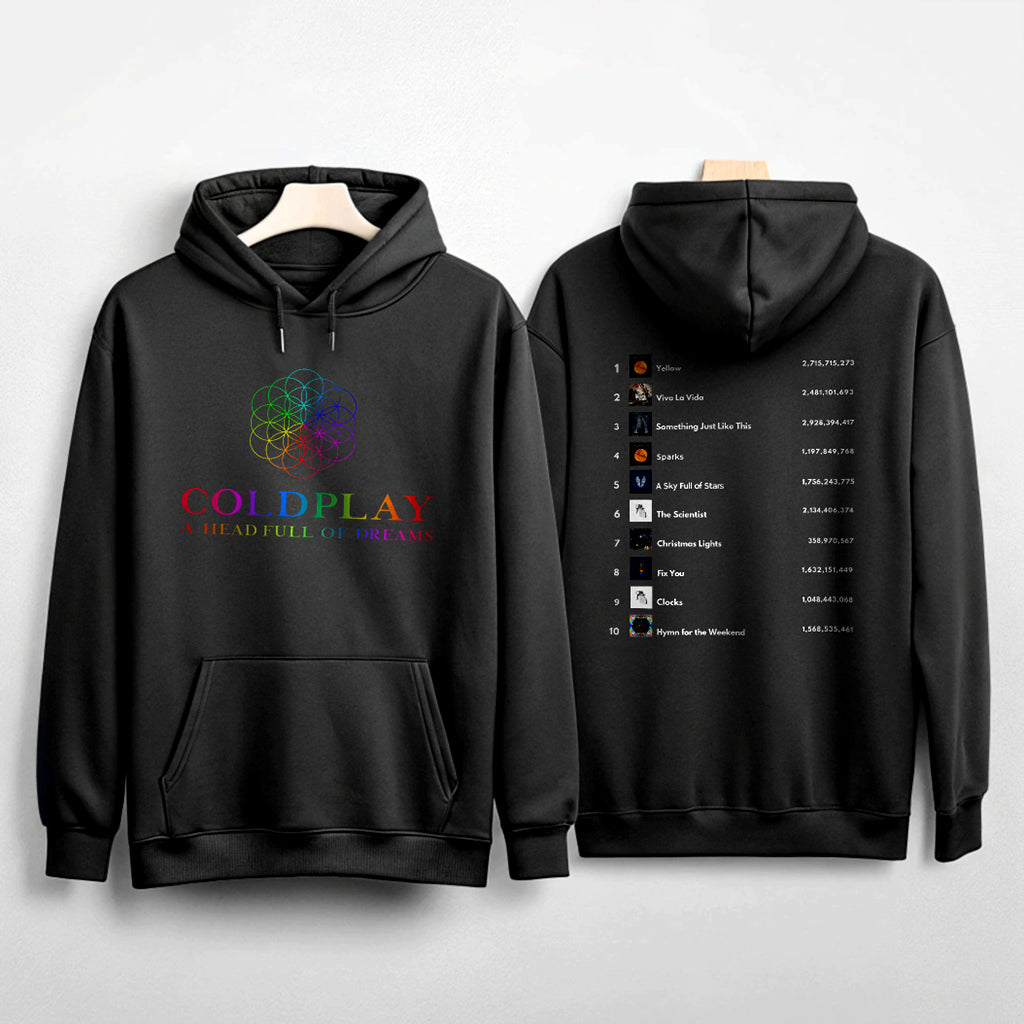 Coldplay "A Head Full of Dreams" Playlist Hoodie – Stylish Front & Back Print