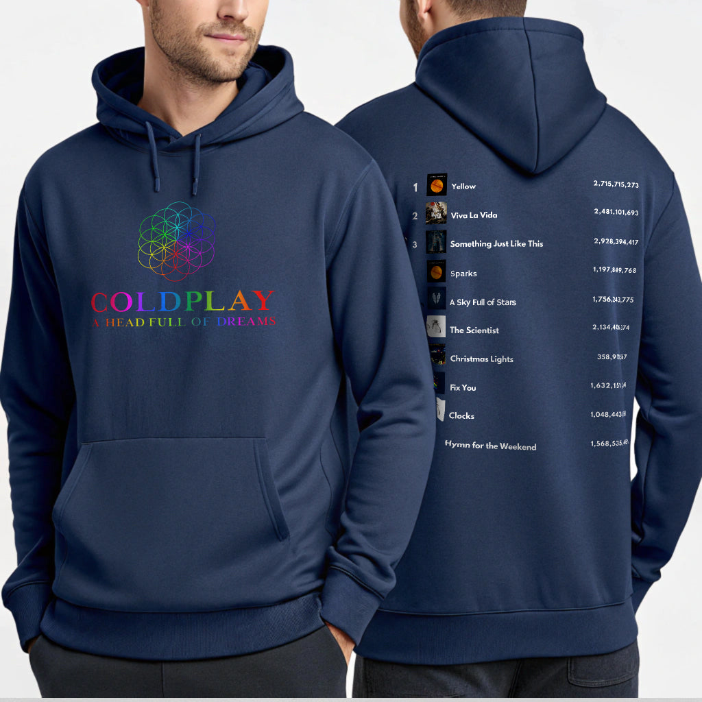 Coldplay "A Head Full of Dreams" Playlist Hoodie – Stylish Front & Back Print