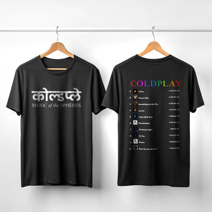 Coldplay White T shirt with Hindi Text (Print on Both Side)