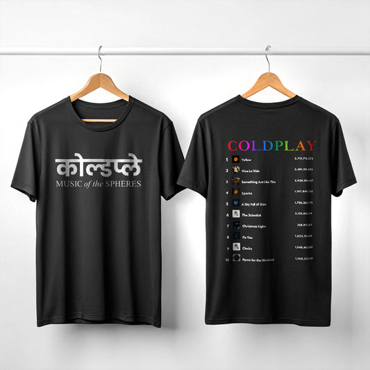 Coldplay White T shirt with Hindi Text (Print on Both Side)