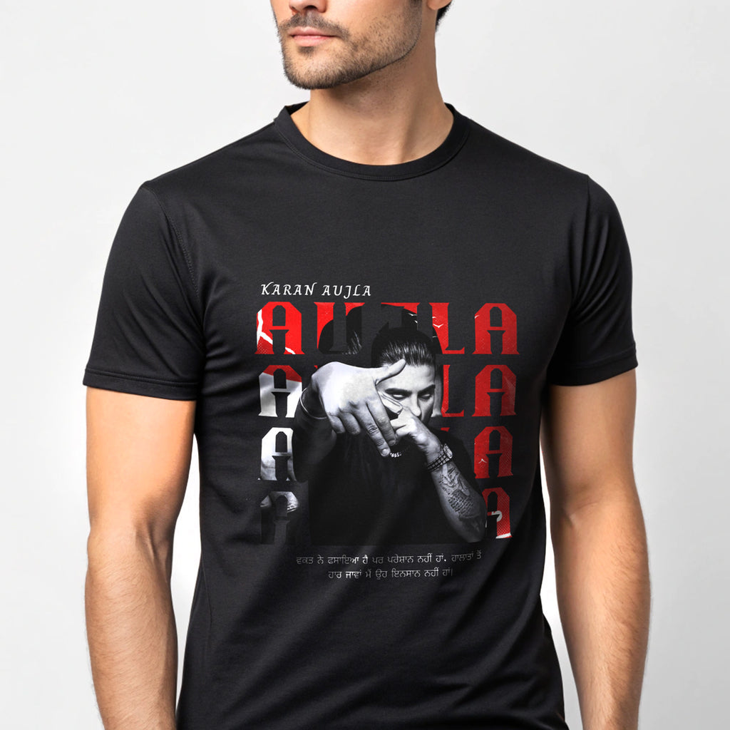 Karan Aujla Punabi Quote Black T shirt