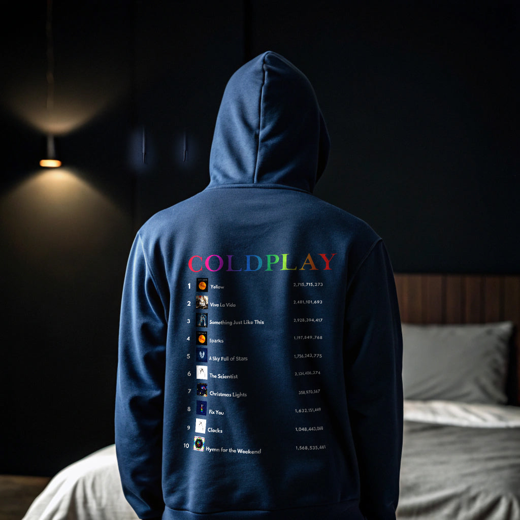 Coldplay White Hoodie with Hindi Print (Dual-Sided Design)