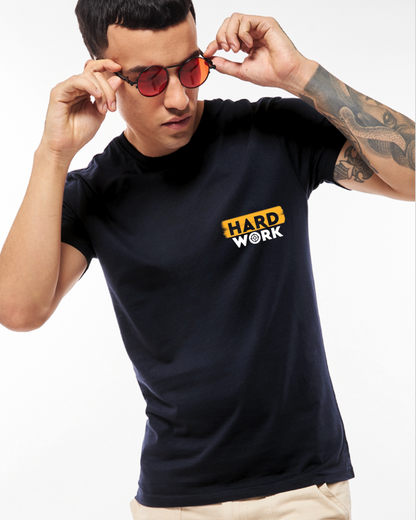 Hard Work T shirt (Black & Petrol Blue)