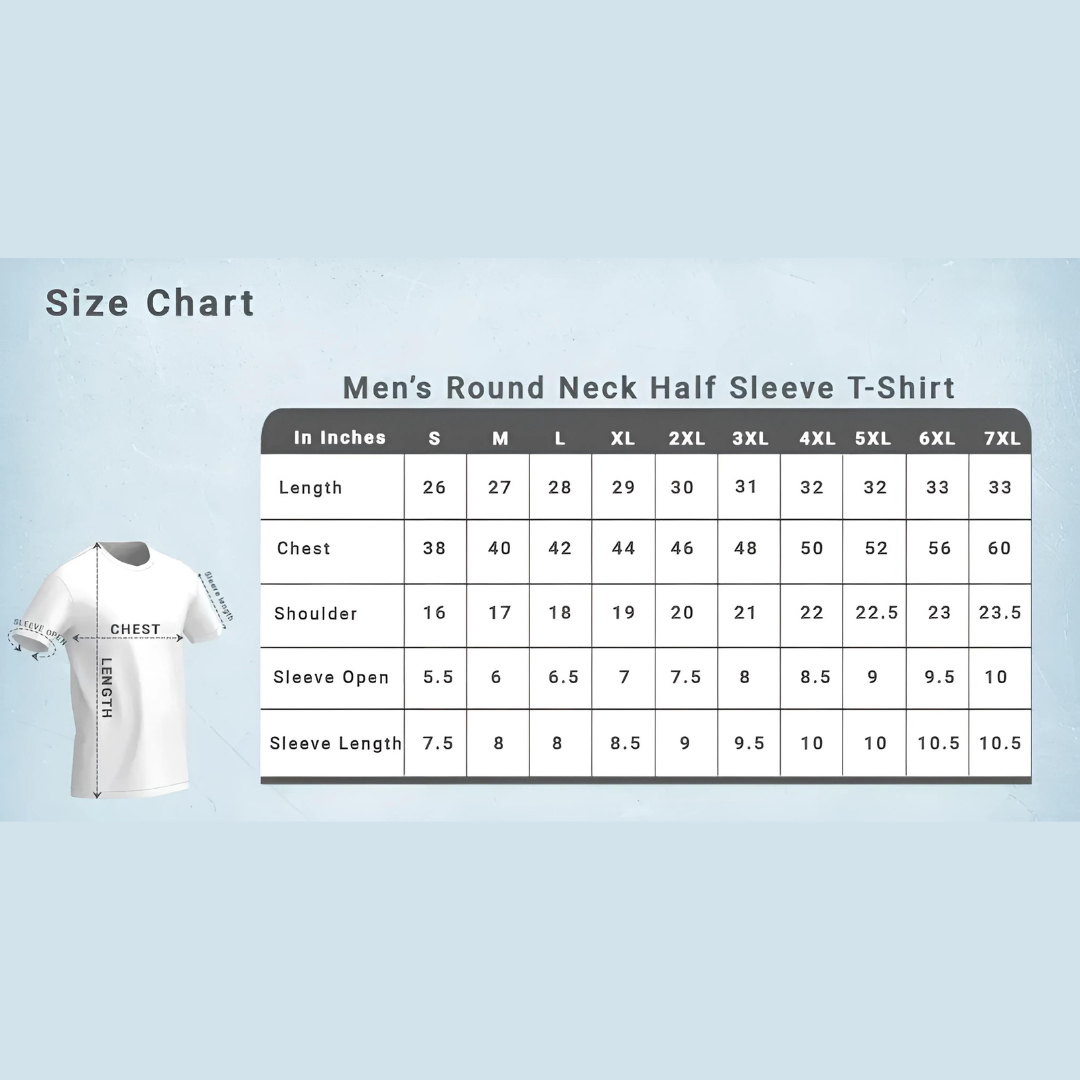 Qikink Size Chart T shirt
