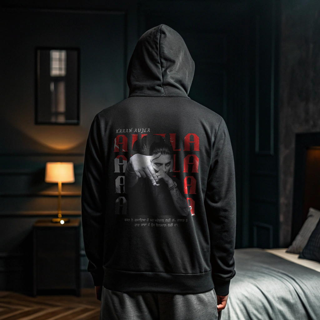 Karan Aujla Punjabi Quote Black Hoodie