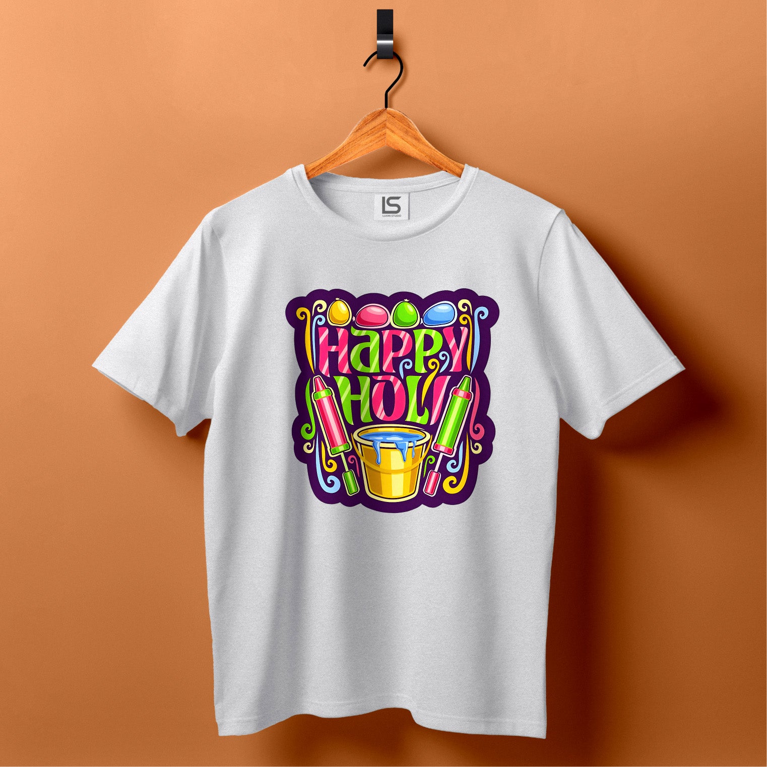 Happy Holi Color  Premium T-Shirt for Holi Festival