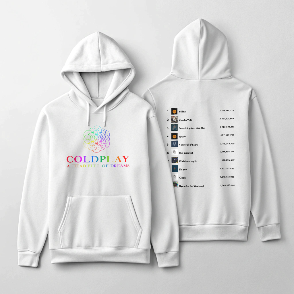 Coldplay "A Head Full of Dreams" Playlist Hoodie – Stylish Front & Back Print