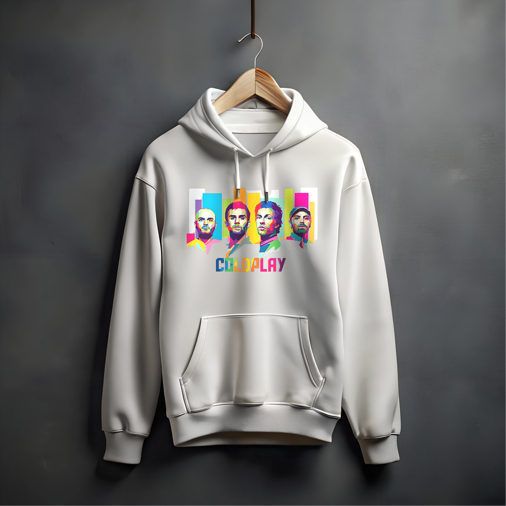 Coldplay Iconic Band Hoodie – Vibrant Portrait & Playlist Design