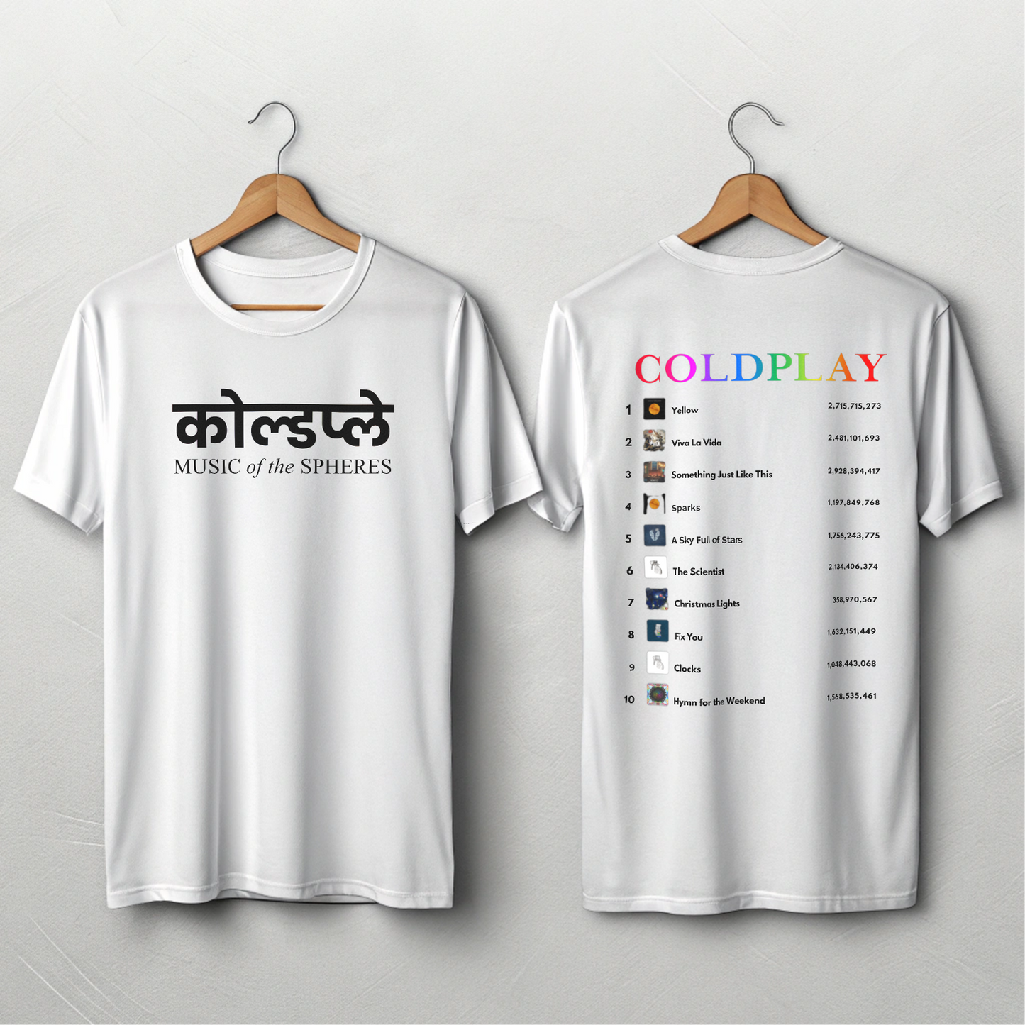 Coldplay White T shirt with Hindi Text (Print on Both Side)